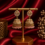 Monica Light Pink Kundan Jhumka Earrings Crystal Drops