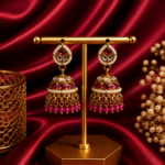 Monica Purple Kundan Jhumka Earrings Crystal Drops