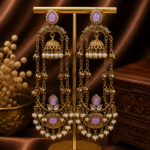 Jassi Kashmiri Long Ghungroo Earrings with Pearl Drops – Lavender