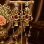 Jasmine Kashmiri Long Ghungroo Earrings – Red