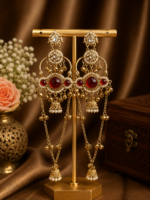 Jasmine Kashmiri Long Ghungroo Earrings – Red