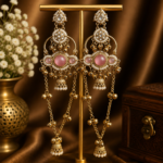 Jasmine Kashmiri Long Ghungroo Earrings – Light Pink