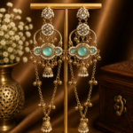 Jasmine Kashmiri Long Ghungroo Earrings – Mint Green