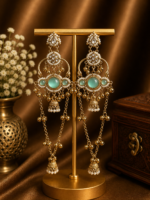 Jasmine Kashmiri Long Ghungroo Earrings – Mint Green