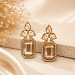 Aarini Golden Kundan Stud Earrings