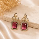 Aarini Wine Kundan Stud Earrings