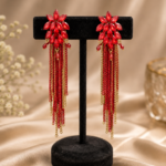 Elara Red Tassel Earrings