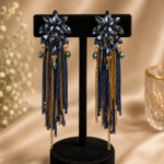 Elara Dark Blue Tassel Earrings