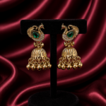 Peacock Brass Kashmiri Jhumka Dark Green