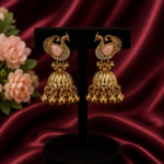 Peacock Brass Kashmiri Jhumka Light Pink