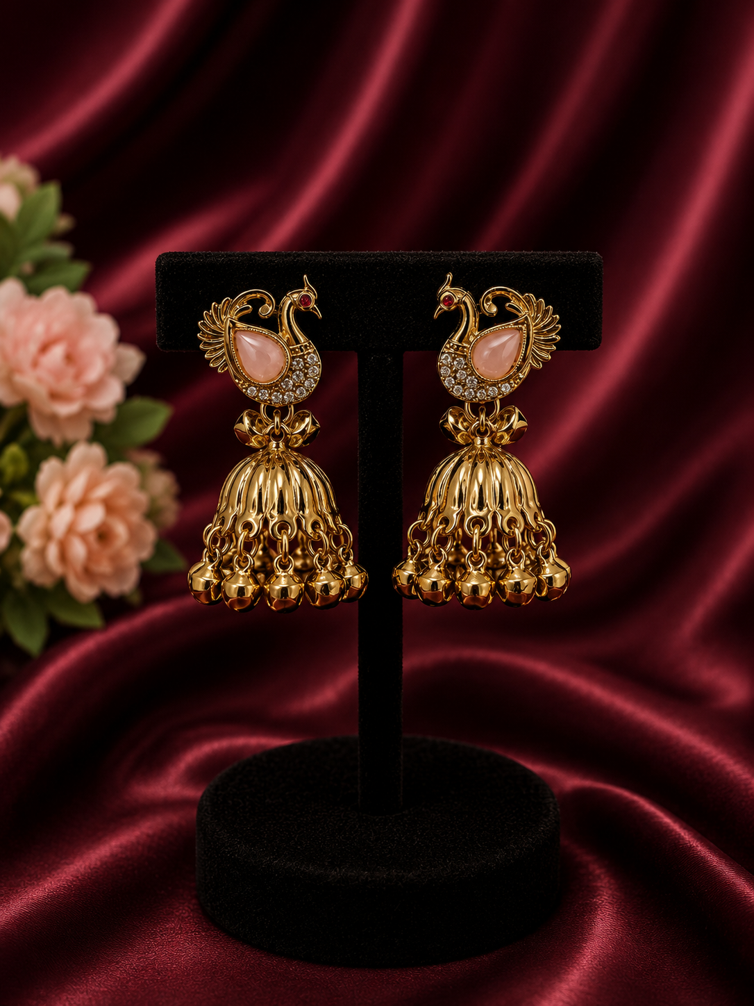 ChatGPT-Image-Jul-29-2026-02_57_14-PM.png Peacock Brass Kashmiri Jhumka Light Pink - Image 1