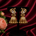 Peacock Brass Kashmiri Jhumka White