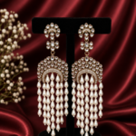 Dhriti Premium Pearl Tassel Kundan Earrings