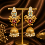 Aarohi Kashmiri Jhumka Earrings – Light Blue Pink