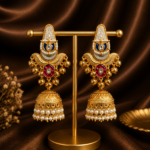Aarohi Kashmiri Jhumka Earrings – Dark Blue Pink