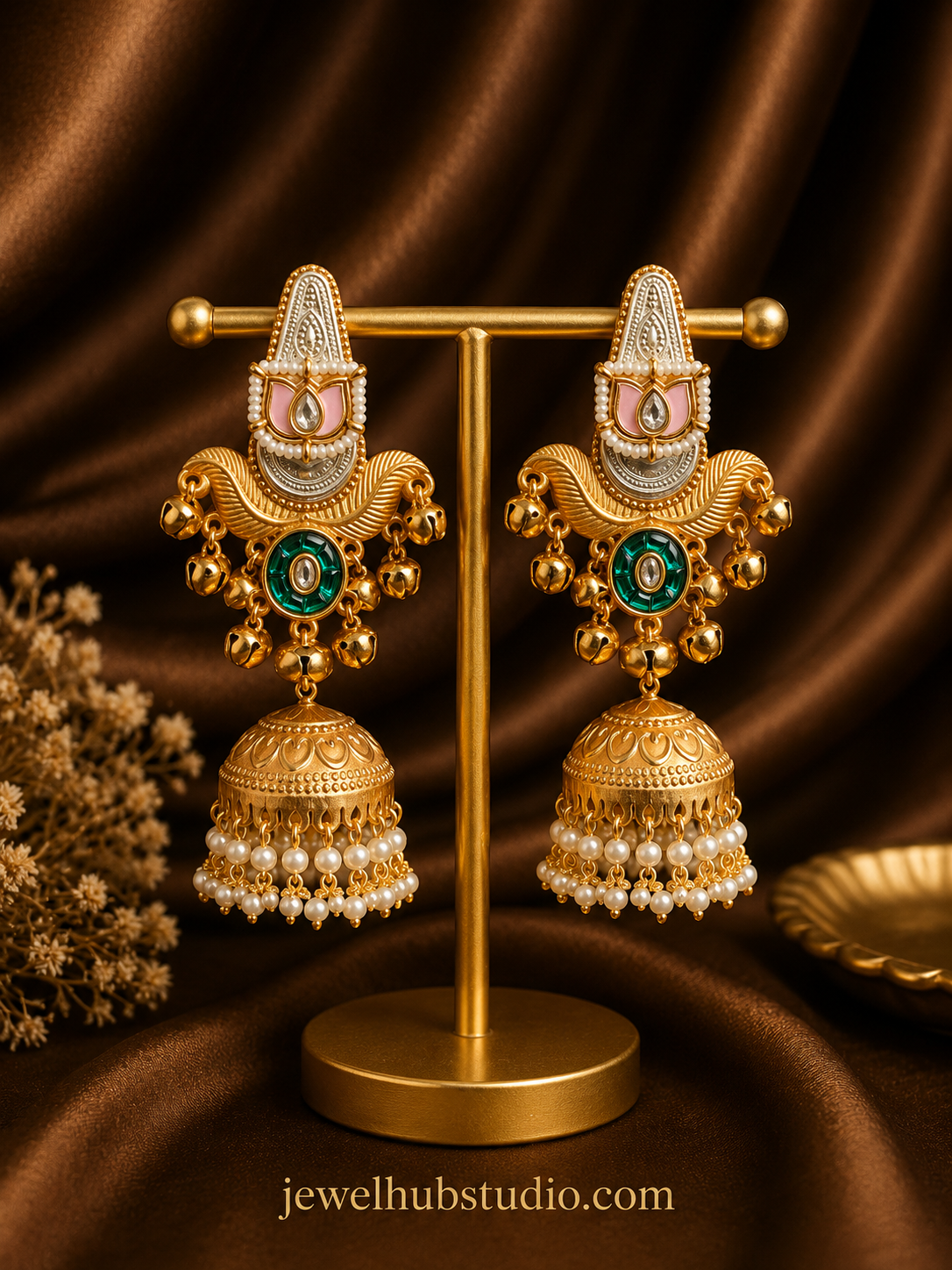 ChatGPT-Image-Jul-30-2026-02_30_58-PM.png Aarohi Kashmiri Jhumka Earrings – Light Pink Green - Image 1