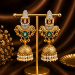 Aarohi Kashmiri Jhumka Earrings – Maroon Green