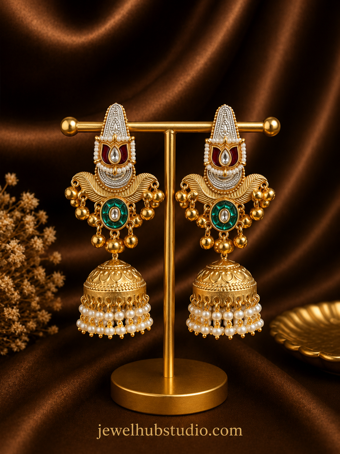 ChatGPT-Image-Jul-30-2026-02_33_37-PM.png Aarohi Kashmiri Jhumka Earrings – Maroon Green - Image 1