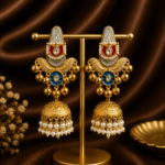Aarohi Kashmiri Jhumka Earrings – Pink Blue