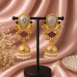 Vanya Kashmiri Jhumka Earrings Red Blue | Premium Traditional Indian Earrings