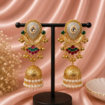 Vanya Kashmiri Jhumka Earrings Dark Green Red | Premium Traditional Indian Earrings