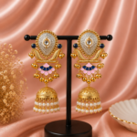 Vanya Kashmiri Jhumka Earrings Pink Blue | Premium Traditional Indian Earrings