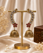Aarika Kashmiri Ear Cuff Jhumka – Dark Pink - Image 2