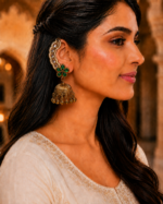 Aarika Kashmiri Ear Cuff Jhumka – Dark Green - Image 2