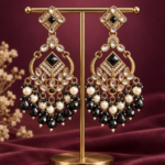 Nalini Kundan Earrings – Black