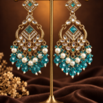 Nalini Kundan Earrings – Teal Green