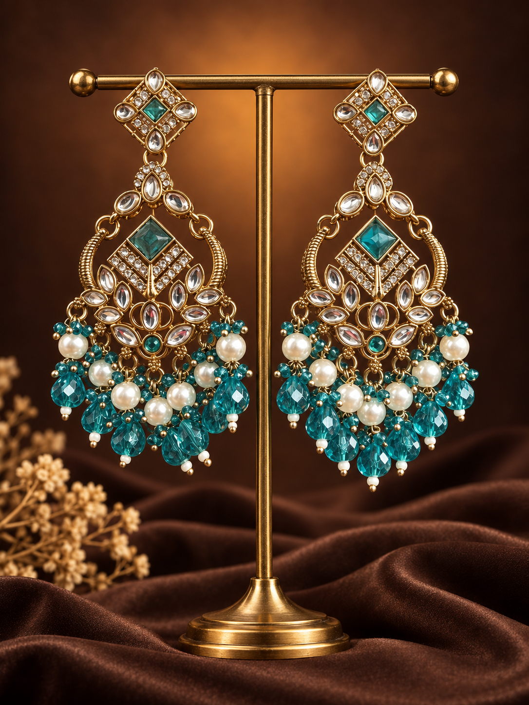 ChatGPT-Image-Sep-10-2026-02_21_59-PM.png Nalini Kundan Earrings – Teal Green - Image 1