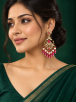 Nalini Kundan Earrings – Dark Pink