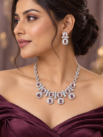 Heera White American Diamond Necklace Set