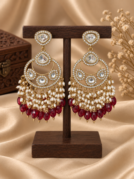 Falguni Red Kundan Earrings