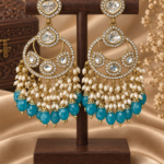 Falguni Teal Blue Kundan Earrings