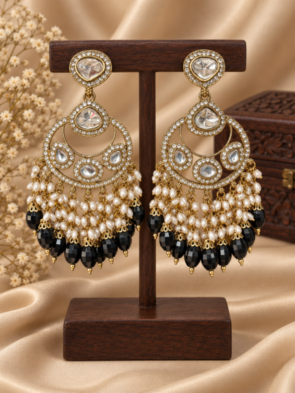 Falguni Black Kundan Earrings
