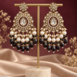 Rashika Black Kundan Chandbali Earrings