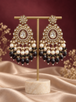 Rashika Black Kundan Chandbali Earrings