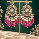 Rashika Dark Pink Kundan Chandbali Earrings