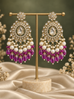 Rashika Purple Kundan Chandbali Earrings