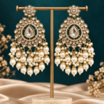 Rashika White Kundan Chandbali Earrings
