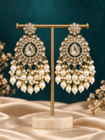 Rashika White Kundan Chandbali Earrings