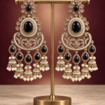 Nupur Black Kundan Chandbali Earrings