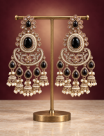 Nupur Black Kundan Chandbali Earrings