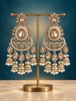 Nupur Golden Kundan Chandbali Earrings