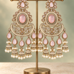 Nupur Light Pink Kundan Chandbali Earrings