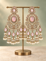 Nupur Light Pink Kundan Chandbali Earrings