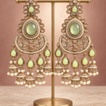 Nupur Mint Green Kundan Chandbali Earrings