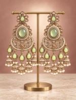 Nupur Mint Green Kundan Chandbali Earrings