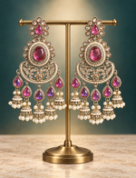Nupur Wine Kundan Chandbali Earrings